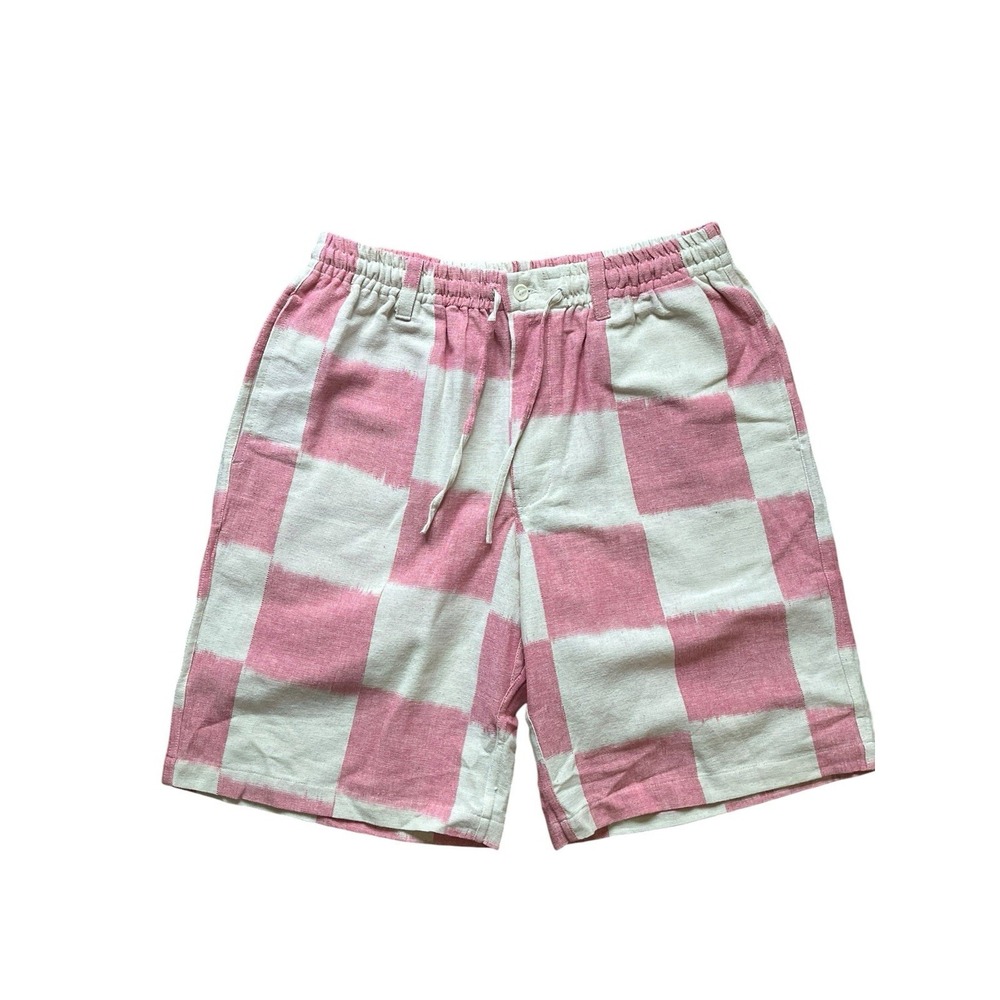 Kardo Kobe Cotton Drawstring 9" Shorts Pink Square Men's Size Large